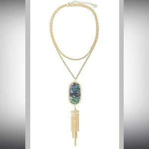 Kendra Scott Rayne Abalone Stone 14k Yellow Gold Plated Long Pendant Necklace
